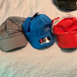 3 sports baseball hats with uv protect. 2 new with tags, 1 new no tags.